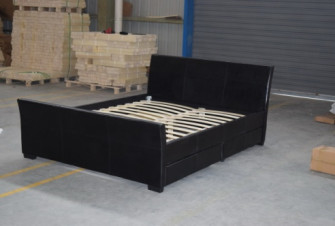 Sunny Black Velvet Fabric Bed Frame منجد Queen Fabric Platform Bed ODM OEM