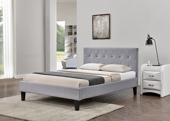 SF833 Queen Size منجد إطار سرير رمادي Crush Velvet Fabric مع لوح رأسي