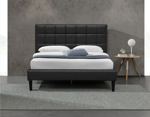 سرير تخزين منجد باللون الأبيض من البولي يوريثان إطار سرير معنقدة مربعة الشكل 140X190 سم