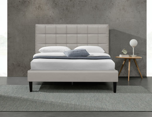 سرير تخزين منجد باللون الأبيض من البولي يوريثان إطار سرير معنقدة مربعة الشكل 140X190 سم