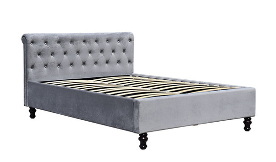 Lambeth Grey Velvet Sligh تخزين هيكل سرير عثماني مزدوج الحجم الملك