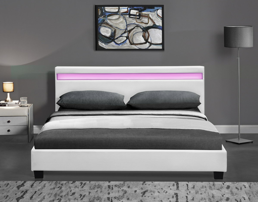 منصة RGB LED إطار سرير منجد مع مصابيح LED رخيصة سهلة التجميع PU Leather