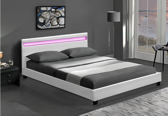 منصة RGB LED إطار سرير منجد مع مصابيح LED رخيصة سهلة التجميع PU Leather
