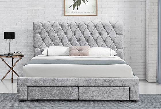 Torver Charcoal Charcoal Plush Velvet Bed Frame BSCI CE EN-1725 شهادة